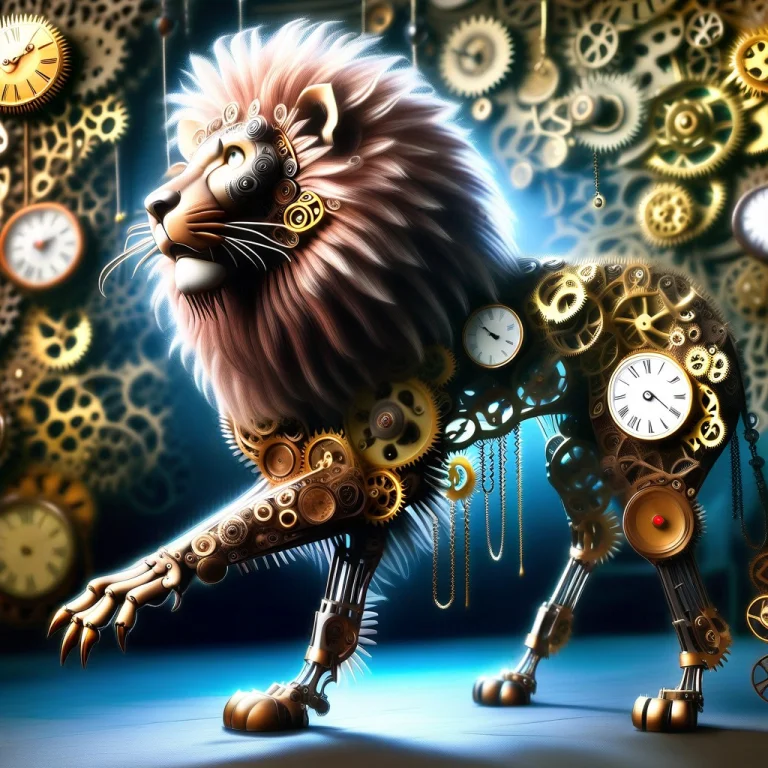 A Powerful Roaring Lion Reimagined As An Elaborate Victorian...