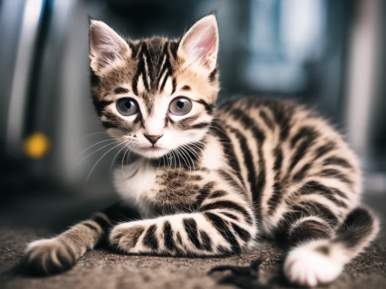 Raw Photo, A Cute Kitten Made Out Of Metal, Cyborg, Cyberpun...