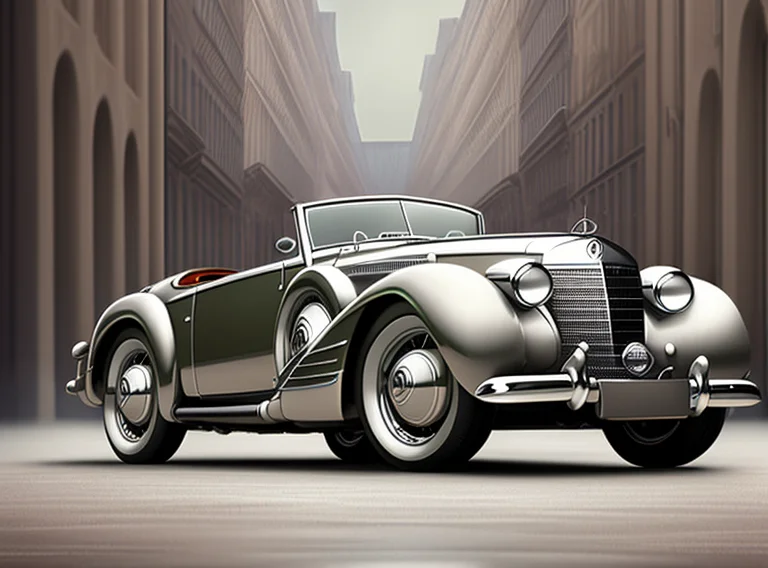 Digital Rendering Of 1940 Benz Car, Fantasy, Intricate Motio...