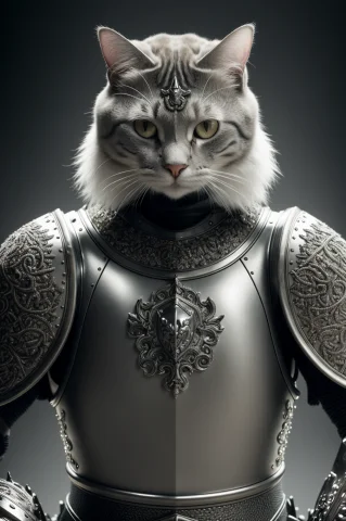 A Cat Made Out Of Kneeling Knight, Portrait, Finely Detailed... — Stable Diffusion AI Prompt: a cat made out of (kneeling knight), portrait, finely detailed armor, intricate...