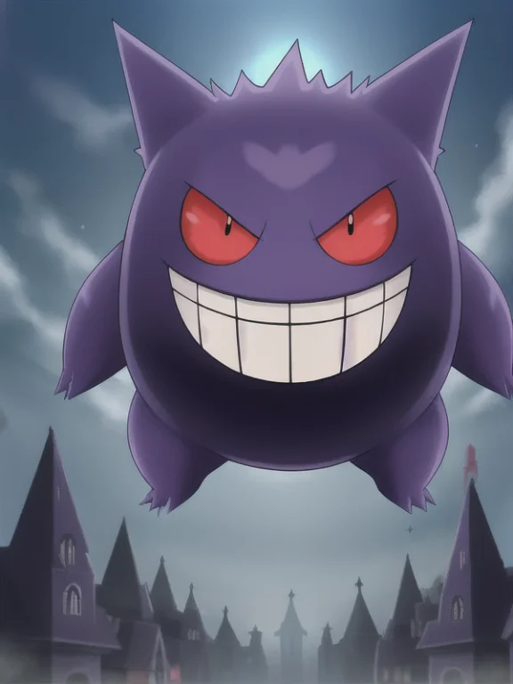 Pokemon, Gengar, Ghost, Poison, Quadrupedal, Creature, Purpl...