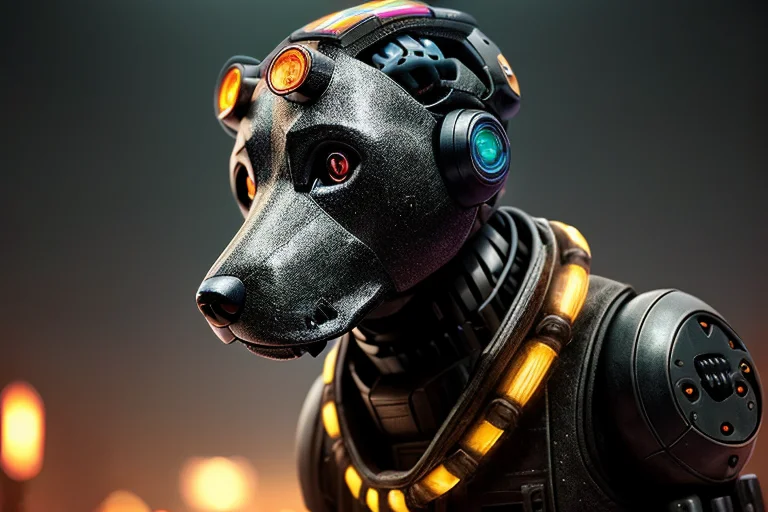 A Dog, Black Dummy Without A Face, With Mechanical Brains In...