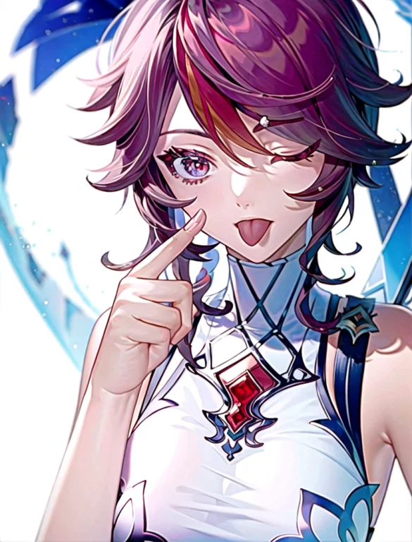 Rosaria Genshin Impact, Akanbe, Tongue Out, Finger To Eye, O...