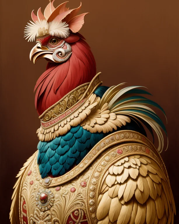 Gorgeous Portrait Of A French Rooster Dressed As Napoleon Hy...