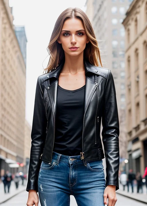 Professional Modelshoot Style Photo Elegant Woman With Leath...