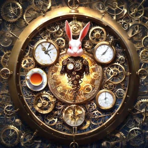 A Detailed Mechanical White Rabbit From Alice In Wonderland... — Stable Diffusion AI Prompt: A detailed mechanical White Rabbit from Alice in Wonderland inspired by Victoria...