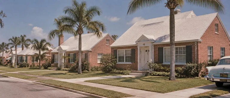 Post-wwii Old Florida Suburban Houses Of Bermudian Style Wit...