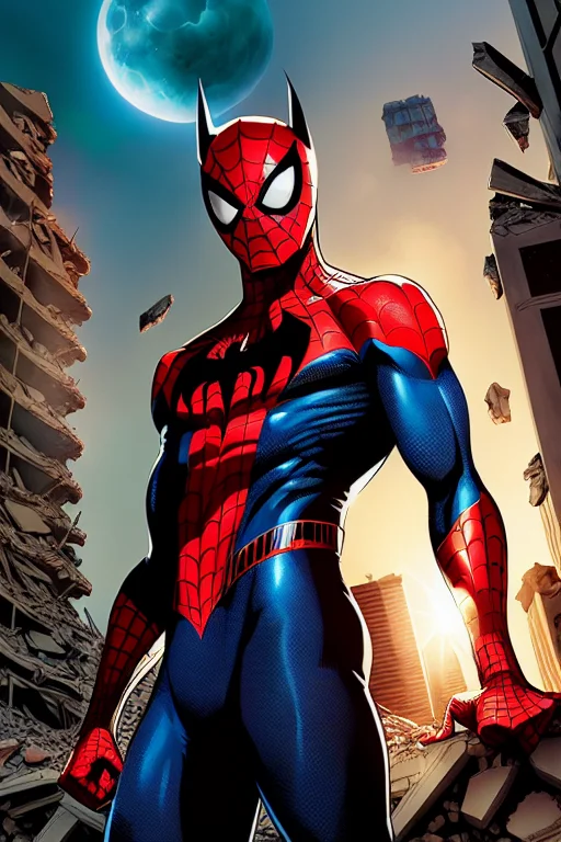 Comic Book Illustration Of Spider-man Batman Beyond1.1, Supe...