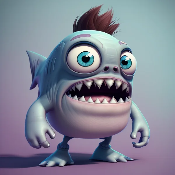 A Fantz Pixarstyle Kidshark Design, Ultra Detailed, Loracart...