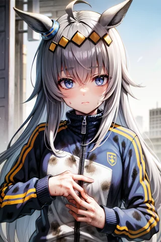 Masterpiece, Best Quality, Oguri Cap Umamusume, Track Jacket... — Stable Diffusion AI Prompt: masterpiece, best quality, oguri cap \(umamusume\), track jacket, dirty clothes,...
