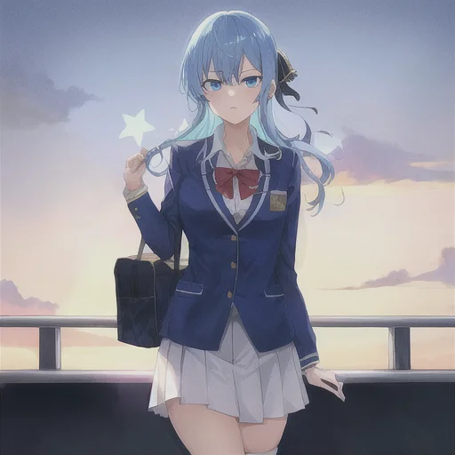 Hoshimachi Suisei , Starineye, Blueeyes, Bluehair, School, S...