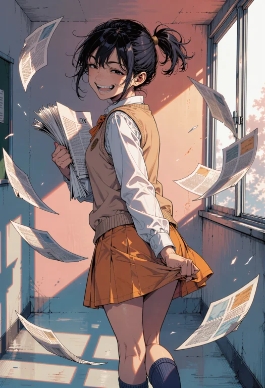 Masterpiece, Akiko, A Solo Schoolgirl With Short Black Hair...