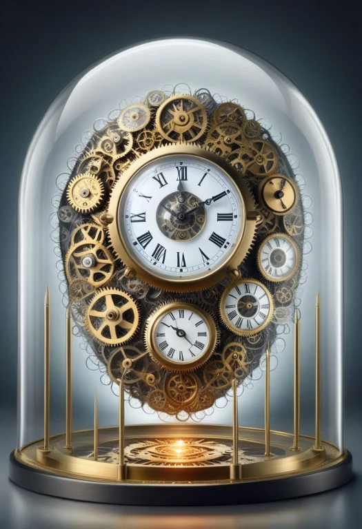 Mechanical Eyeball Under Glass Dome, Clock Dial Iris, Brass...