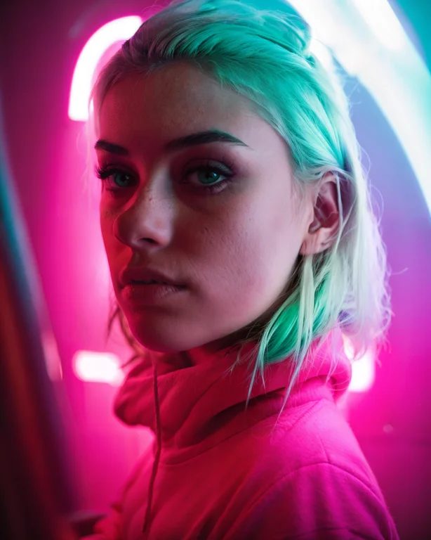 Fashion Portrait Color Photograph, Oversized Hoodie, Woman,...