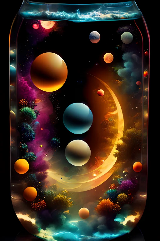 Mdjrny-v4 Style Planet Earth In A Fish Tank, Colorful Marble...