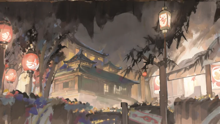 Loramoxin10100.8bamboo ,temple, Pavilion, Tower,bridge, Rive...