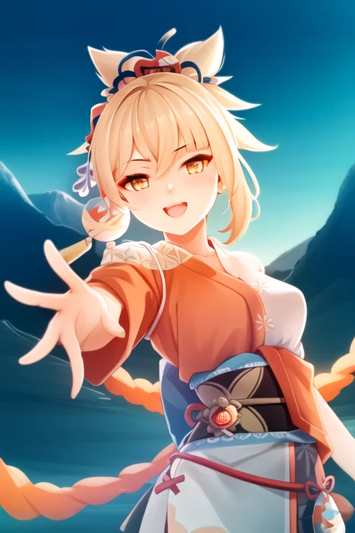 1girl1.15, Upper Body, Yoimiya Genshin Impact, Blonde Hair,...