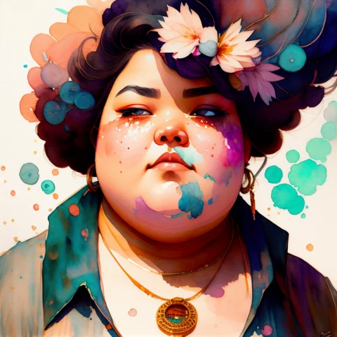 Wtrcolor Style, Digital Art Of Chubby Woman, Official Art, F... — Stable Diffusion AI Prompt: wtrcolor style, Digital art of (chubby woman), official art, frontal, smiling, m...