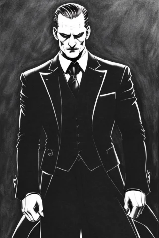 Monochrome Drawing Vampiric Alexander Skarsgard As Gomez Add... — Stable Diffusion AI Prompt: monochrome drawing vampiric Alexander Skarsgard as gomez addams by WoD1 