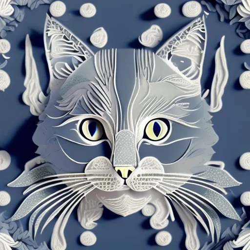 Tabby Grey Cat, Mdjrny-pprct, Blue Background, Multicolor