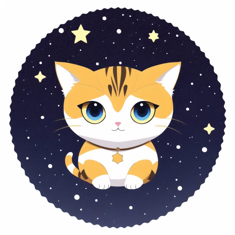 Portrait Of Cute Furry Cat Anthro, Flat Shaded, Flat Color1....