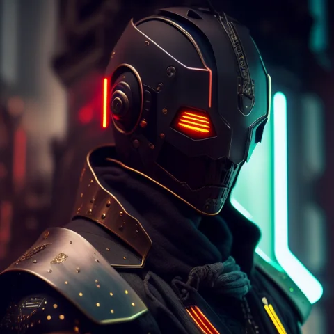 Detailed Ghotic Medieval Portrait Of Cyberpunk Style , Futur... — Stable Diffusion AI Prompt: Detailed Ghotic Medieval portrait of cyberpunk style , futuristic (neon :1.1)ref...