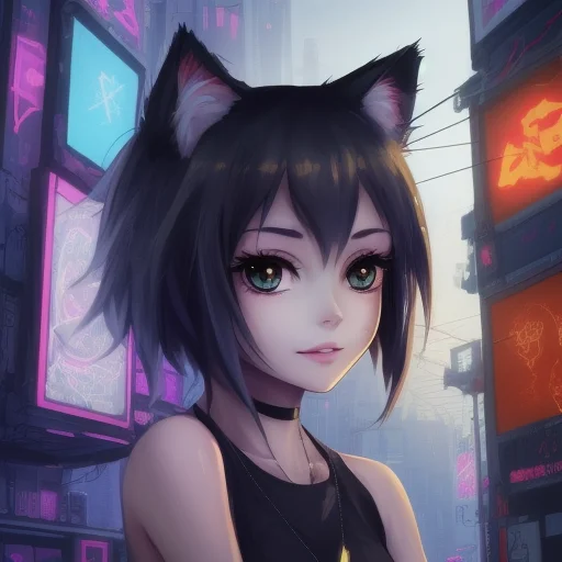 Kari Byron Person Cat Anime Girl In Photo Real Cyberpunk Cit...