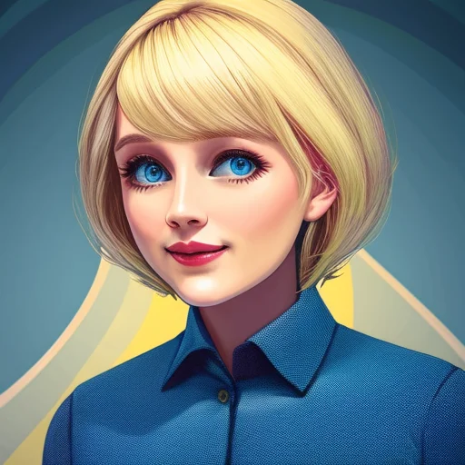 A Blonde Woman Wearing Blue Shirt