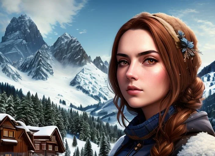 Style-winter, A Stunning Intricate Full Color Portrait Of A...