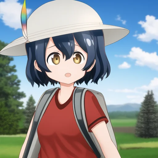 Kf1, Kf1 Style, 1girl, Backpack, Bag, Black Hair, Blue Sky,...