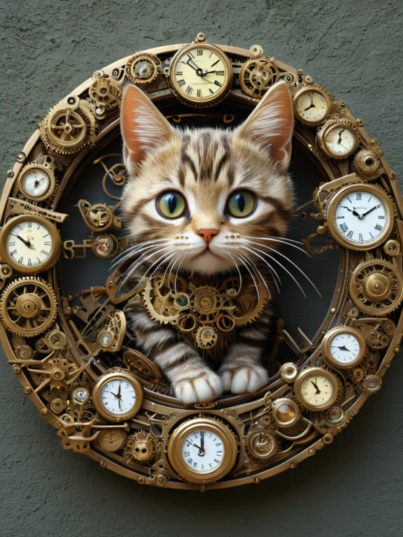 Clockstyle, Loraclockstyle-0000090.1 Kitten Made Of Clocks1....