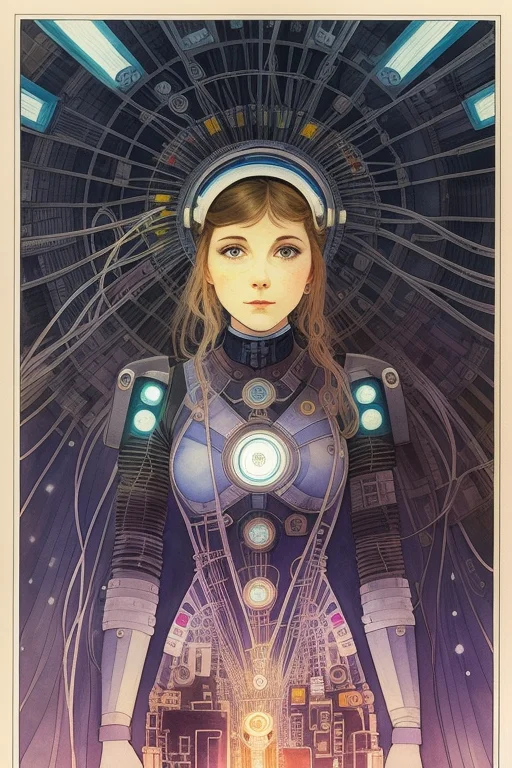 Girl Connected To A Huge Number Of Wires Connected To A Netw...
