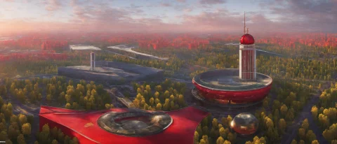 Magnificent And Spectacular Soviet Architecture, Square Comp... — Stable Diffusion AI Prompt: Magnificent and spectacular Soviet architecture, square complex, red theme, revo...