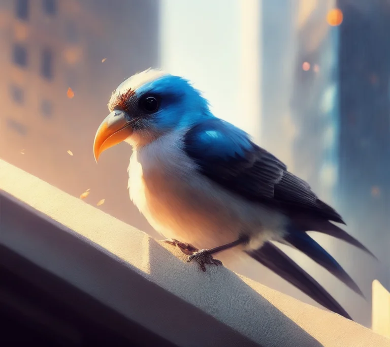 Closeup Angle Of Cute Bird Sitting On Top Of A Really High S...