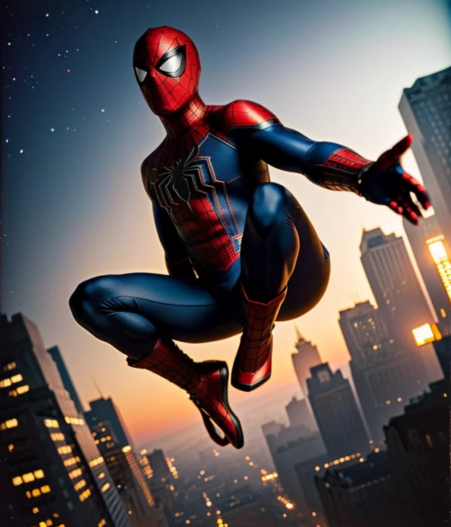 Solo Mid Shot Portrait Photo Of Spiderman Fantasy Background...