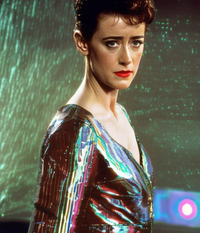 Glitch, Extreme Close-uo Portrait Of Sean Young As Rachael,...