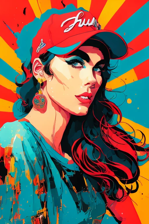 A Clean Scene Of A Modern Woman With A Baseball Hat And Beau...