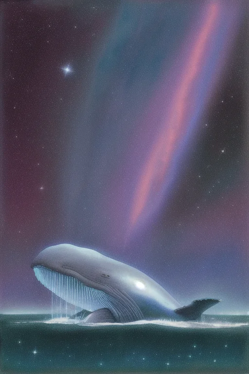 A Blue Whale 1.2 Floating In Outer Space, Nebula, Galaxy Det...