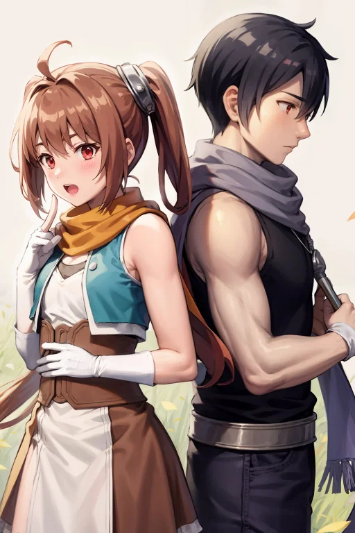 Masterpiece, Best Quality,1boy,1girl, Scarf,kbxll0.6