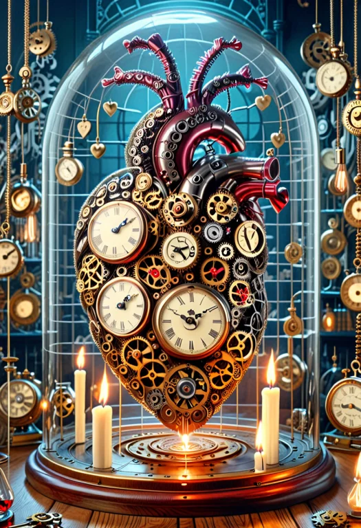 An Ornate Mechanical Heart Made Entirely Of Clockwork, Suspe...