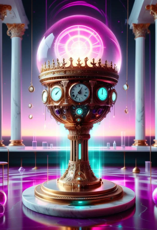 8k, Raw Digital Photo, An Ornate Golden Grail Floating Above...