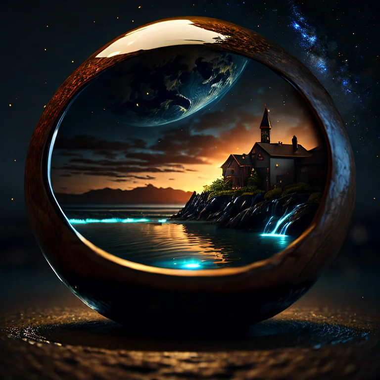 A Small City Sitting In An Island In A Ceramic Bowl Full Of...