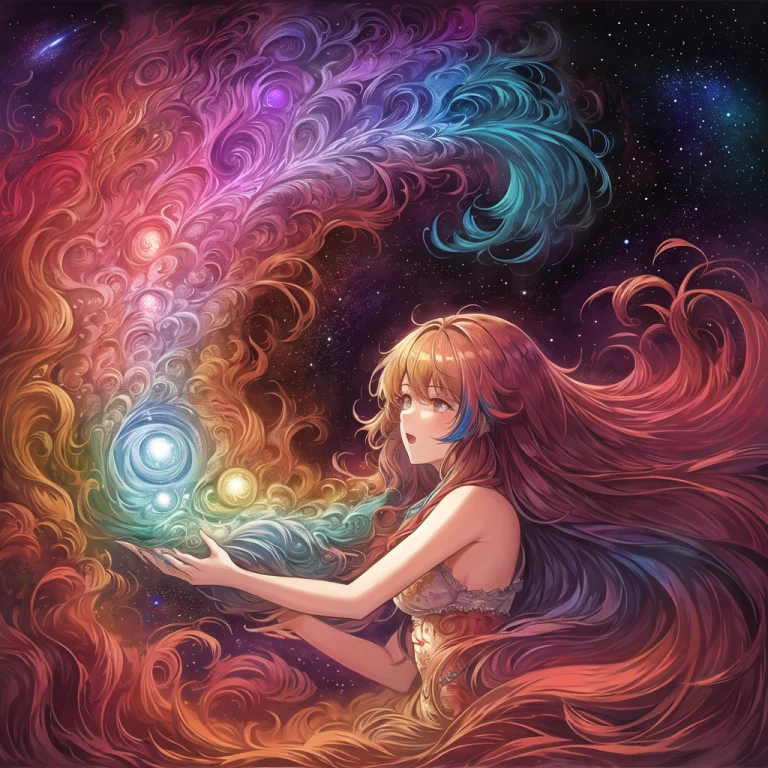 By Josephine Wall, Girl With Multicolored Hair, Psychedelic,...