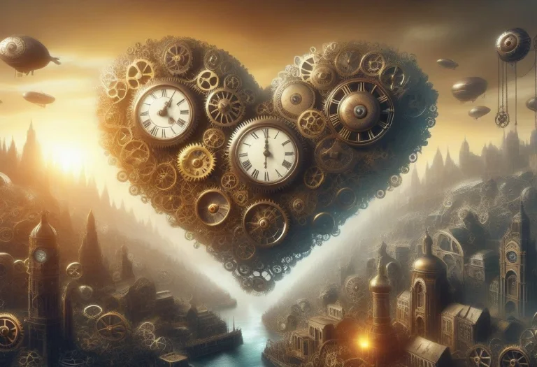 Steampunk Clockwork, Wide Intricate Mesmerizing Cityscape Wh...