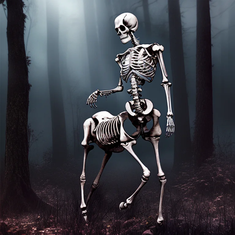 Creepy Photorealistic Digital Art Of An Undead Centaur Skele...