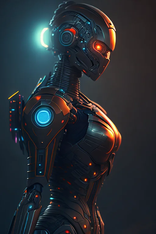Female Robot, Full Body, Cinematic, Fine Details, 8k, Rgb Pa...