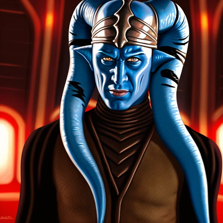 Twilek Man, In Action, Photorealistic Digital Painting, Symm...