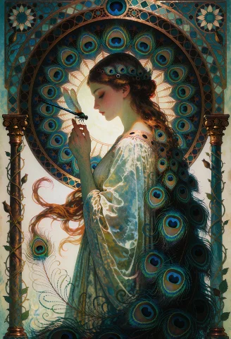 An Elegant Art Nouveau Poster Illustration Of A Woman In Pro... — Stable Diffusion AI Prompt: An elegant art nouveau poster illustration of a woman in profile framed by an or...