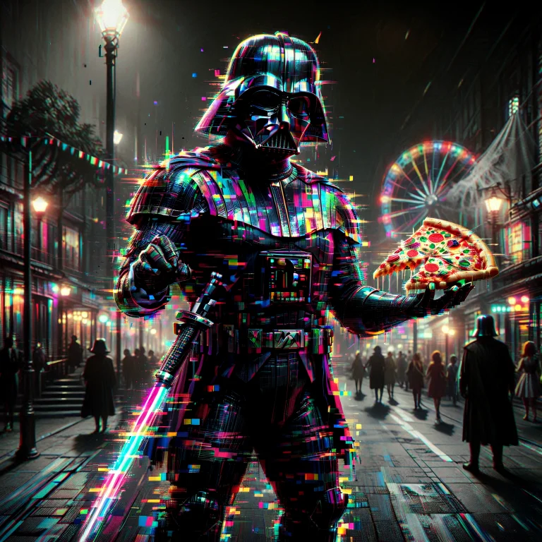 Title Darth Glitch, Subject A Glitching Darth Vader, Holding...