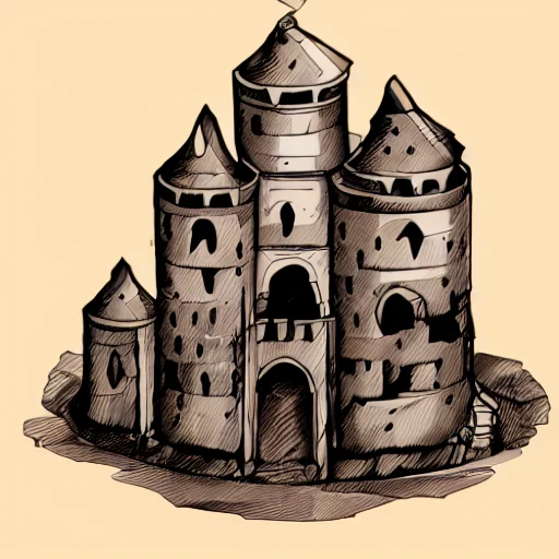 Sd15journalsketch, Detailed Illustration Of A Medieval Castl...